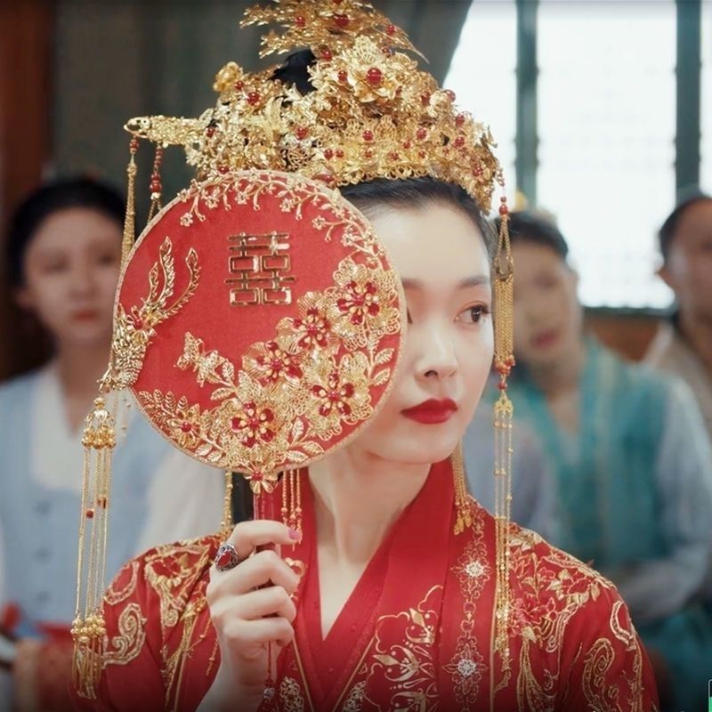推荐结婚团扇子中式婚礼秀禾服古风出嫁手捧花手工喜扇成品|undefined