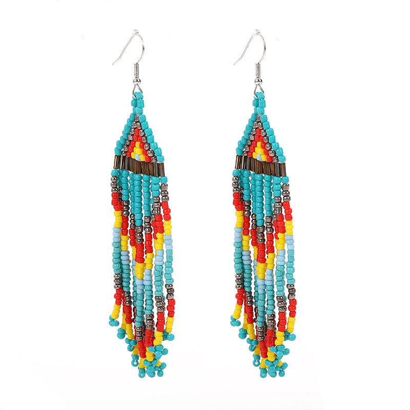 Beaded Design 1 Pair Ethnic Style Color Block Beaded Seed Bead Drop Earrings