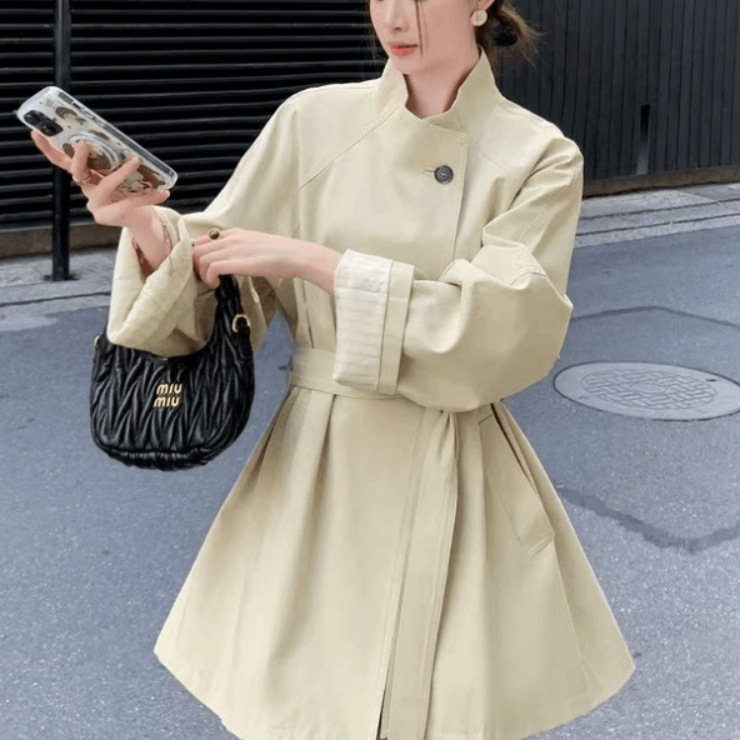 中长款风衣外套女春秋季新款小个子韩版大衣收腰设计感气质上衣潮|undefined