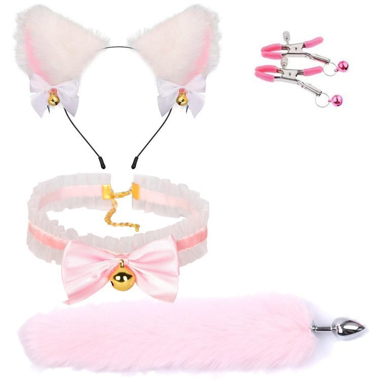 Lace collar pink four-piece set