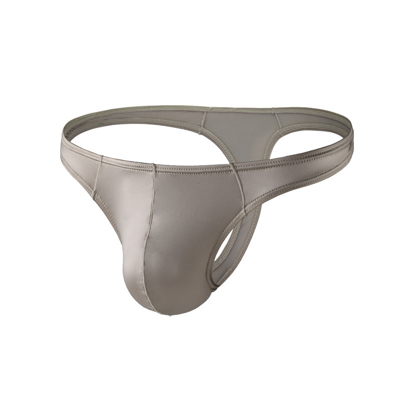 Men's Satin Ice Silk Oily Triangle Thong, Light and Cool Sexy T-Pants, Butt-Lifting Underwear for Men