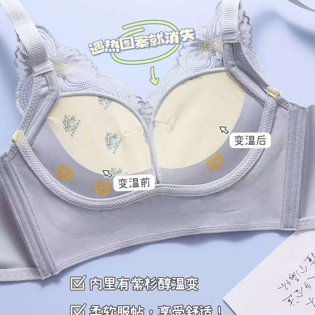 Nuevo sujetador de alta calidad de moda de encaje jacquard transpirable y cómodo ajuste lateral de pecho de cuatro botones ropa interior mujer