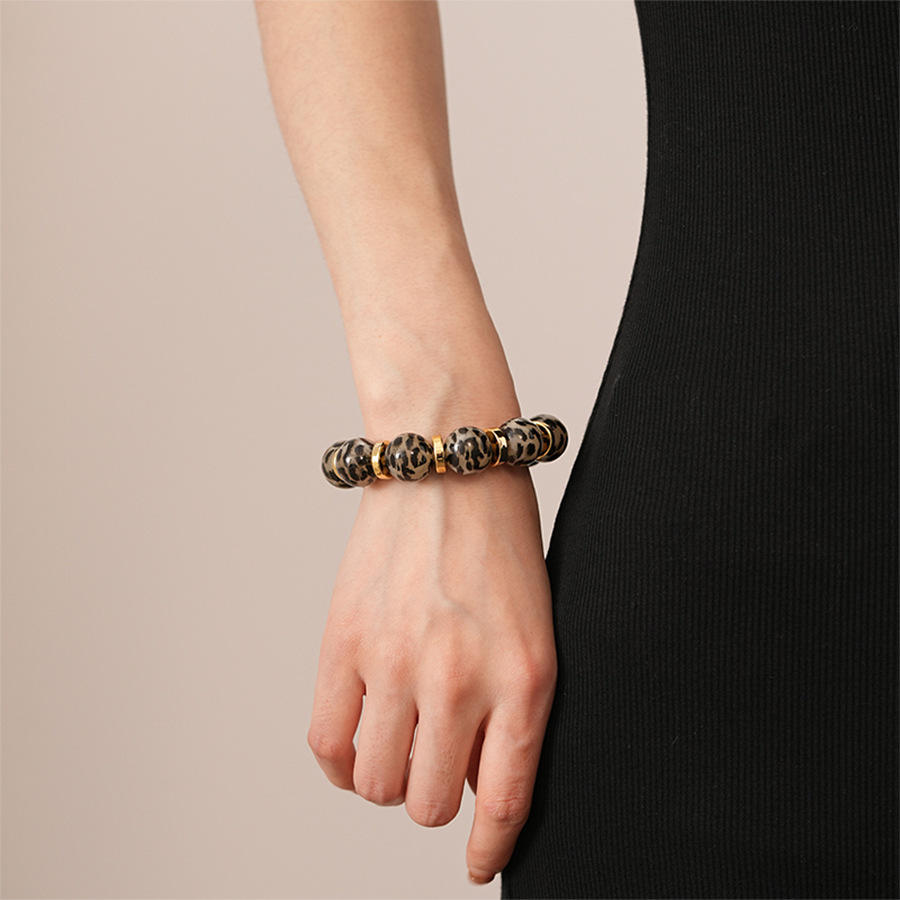 Retro Leopard Alloy Beaded Chain Beaded Bracelets Wholesale display picture 4