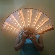 蹦迪装备LED发光扇子彩色夜光折扇夜店酒吧派对演出道具幻彩扇子