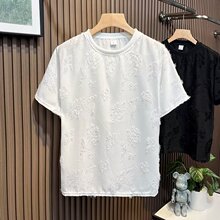 2024年新款宽松休闲洋气t恤夏季薄纱百搭痞帅雪纺小衫短袖上衣男