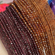 2/3/4mm天然切面石榴石小圆珠散珠串珠 diy手串手链项链饰品配饰