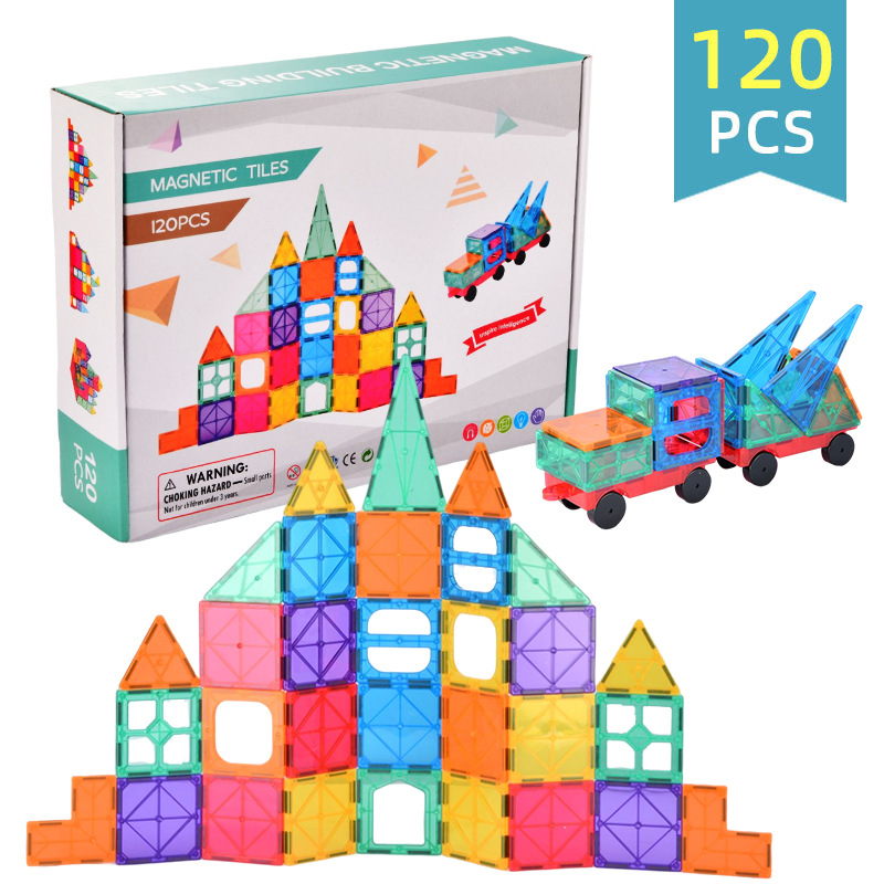 Bloques de construcción magnéticos coloridos transfronterizos, bloques de construcción magnéticos educativos para niños, bloques de construcción con atracción magnética, juguetes para el desarrollo de la inteligencia.