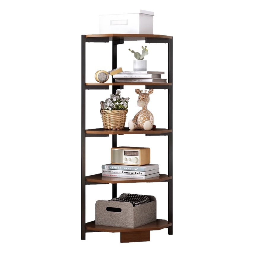 Estantería piso hogar sala de estar simple estante de almacenamiento esquina estantería integrada pared multi-capa Esquina de almacenamiento de hierro rack