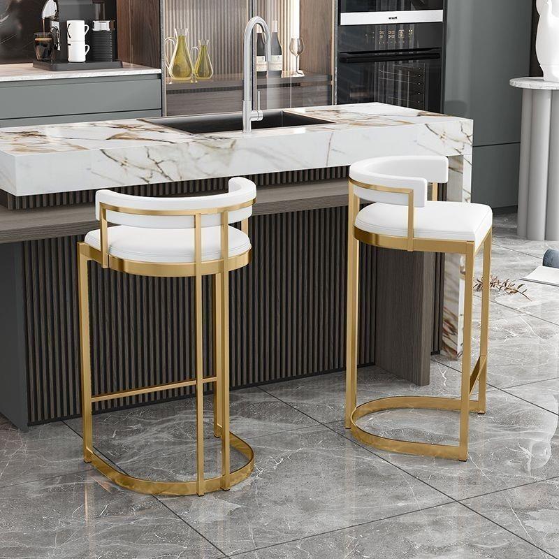 Silla de bar taburetes altos de hierro forjado respaldo casero tablero de aluminio escandinavo de lujo simple silla de bar silla alta image 1