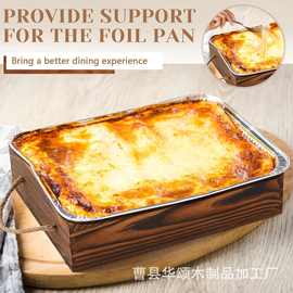 木制点心收纳盒焗烤食品甜点托盘带把手蛋糕容器桌面木制储物盒