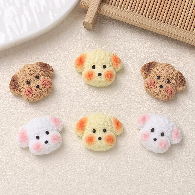 Мультфильм diy смола аксессуары ювелирные изделия милые собаки головы кремовый клей ручной работы заколки для телефона чехол для обуви застежка аксессуары