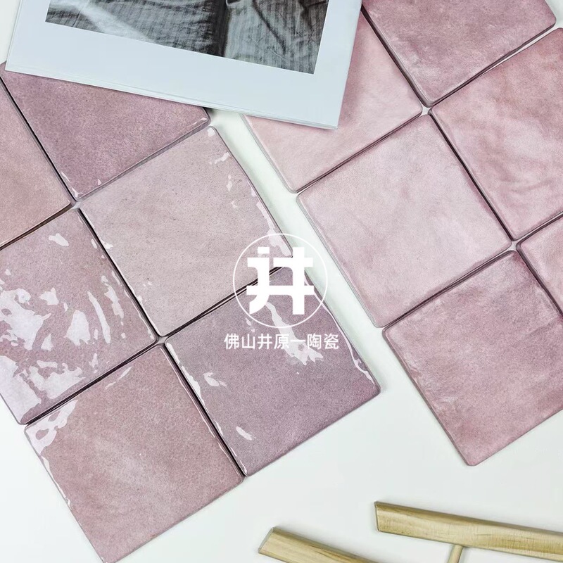 Retro Pink Gradient Handmade Tiles 100X100 Kitchen Bathroom Toilet Wall Tiles Homestay Restaurant Entrance Tiles Retro Pink Gradient Handmade Tiles 100X100 Kitchen Bathroom Toilet Wall Tiles Homestay Restaurant Entrance Tiles