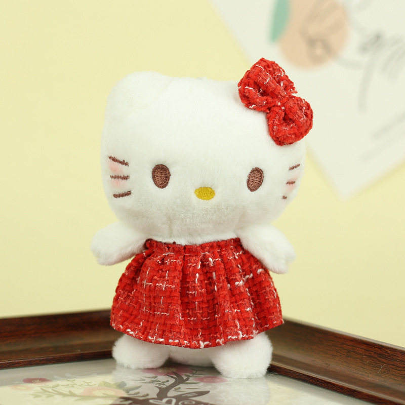 Lindo gatito colgante muñeca de juguete de peluche Chanel estilo gatito colgante llavero muñeca