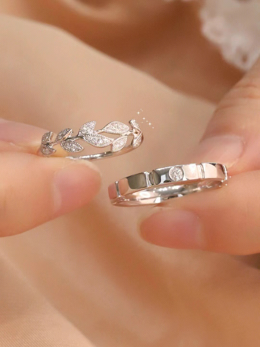 Coppia di fedi nuziali in argento Sterling con zolletta di zucchero e incontro romantico, per uomo e donna, per San Valentino_voghion.com