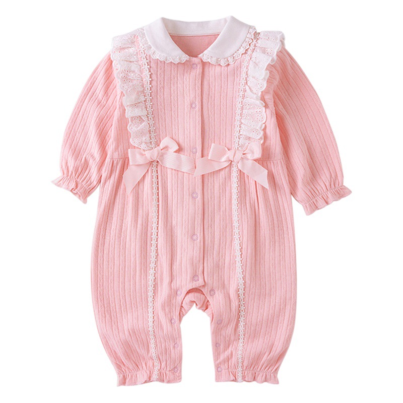 Ropa de bebé 2024 primavera y otoño nuevo recién nacido de manga larga mameluco primavera algodón mameluco bebé niña salida mono