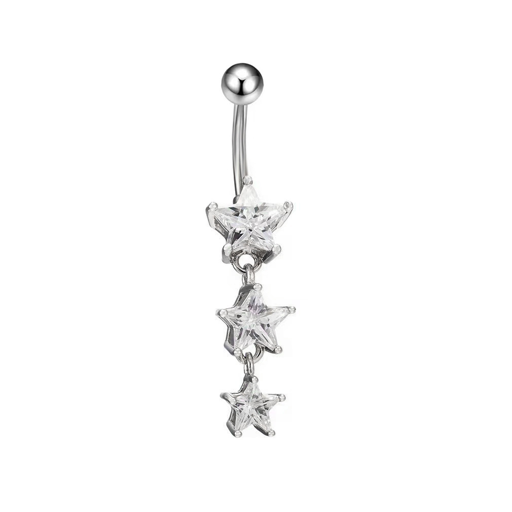 Heart-shaped Zirconia Belly Button Ring In Copper Piercing Jewellery_voghion.com