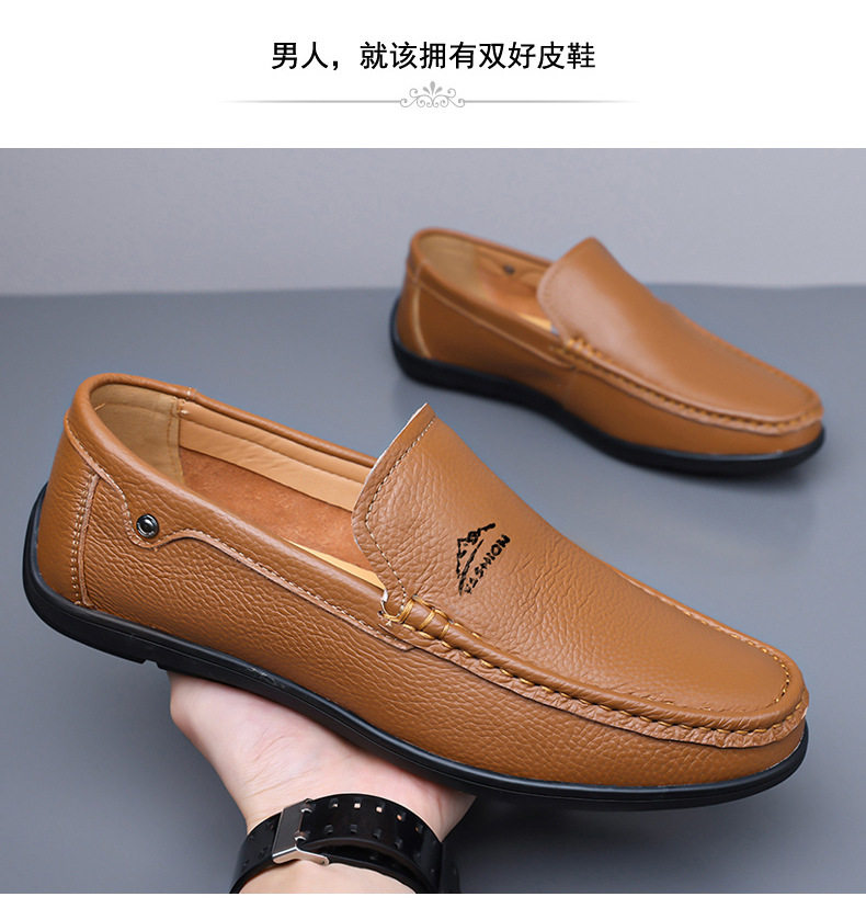 Giày lười nam da thật xỏ chân tiện lợi, thoáng khí khoét lỗ, đế bằng gót 2 cm — Giày bệt Q6121 màu đen, Q6121 giày bệt màu nâu, Q6121 giày bệt màu trắng, Q6121-2 khoét rỗng màu trắng chi tiết 8