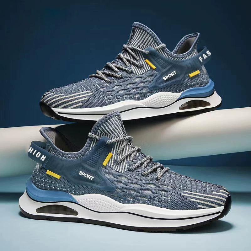 Трансграничная мужская спортивная обувь 2025 новая корейская версия рыбьей чешуи летающая дышащая беговая обувь низкий уровень тренда надувная мужская обувь