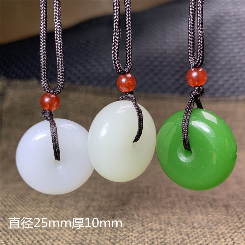 Factory wholesale high imitation Jade Hetian Jasper White jade spinach green pendant pendant safe buckle Jade money gift
