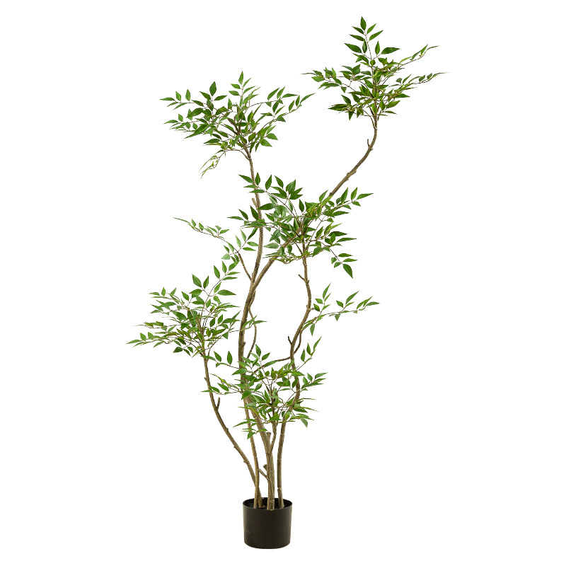 Simulación de plantas verdes Sensación avanzada Bambú Nantian Planta en maceta de piso grande Sala de estar interior Árbol falso biónico Decoración de plantas