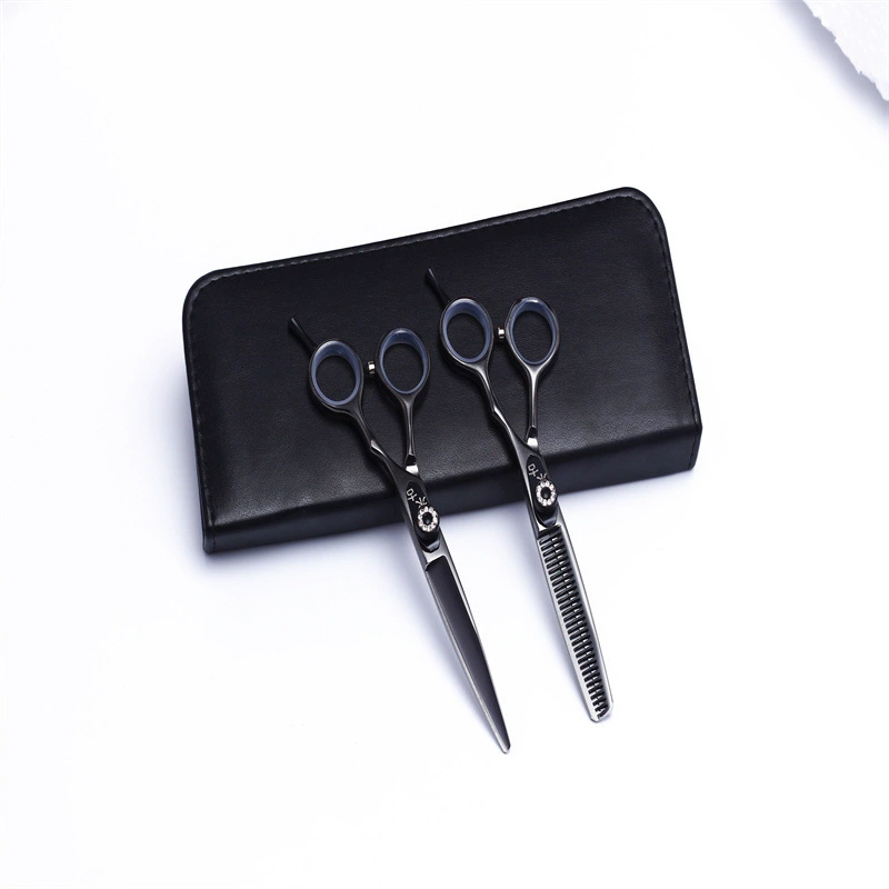 Черные парикмахерские ножницы, парикмахерские ножницы, плоские ножницы, ножницы для челки, профессиональная стрижка волос из нержавеющей стали для красоты и парикмахерских услуг.