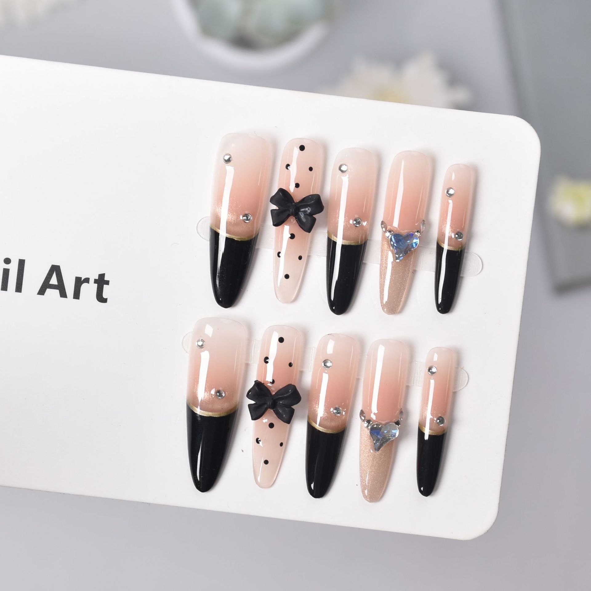 Arco largo de estilo francés punto ondulado para usar uñas manuales parches de uñas productos terminados desmontables inswind manicure