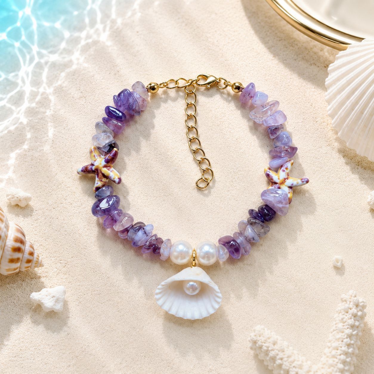 Concha natural, estrella de mar, caracola, pulsera tejida a mano, estilo oceánico, vacaciones en la playa, joyería de nicho para mujer, verano image 13
