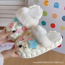 可爱卡通棉拖鞋女秋冬2024新款居家室内穿加绒保暖防滑厚底棉