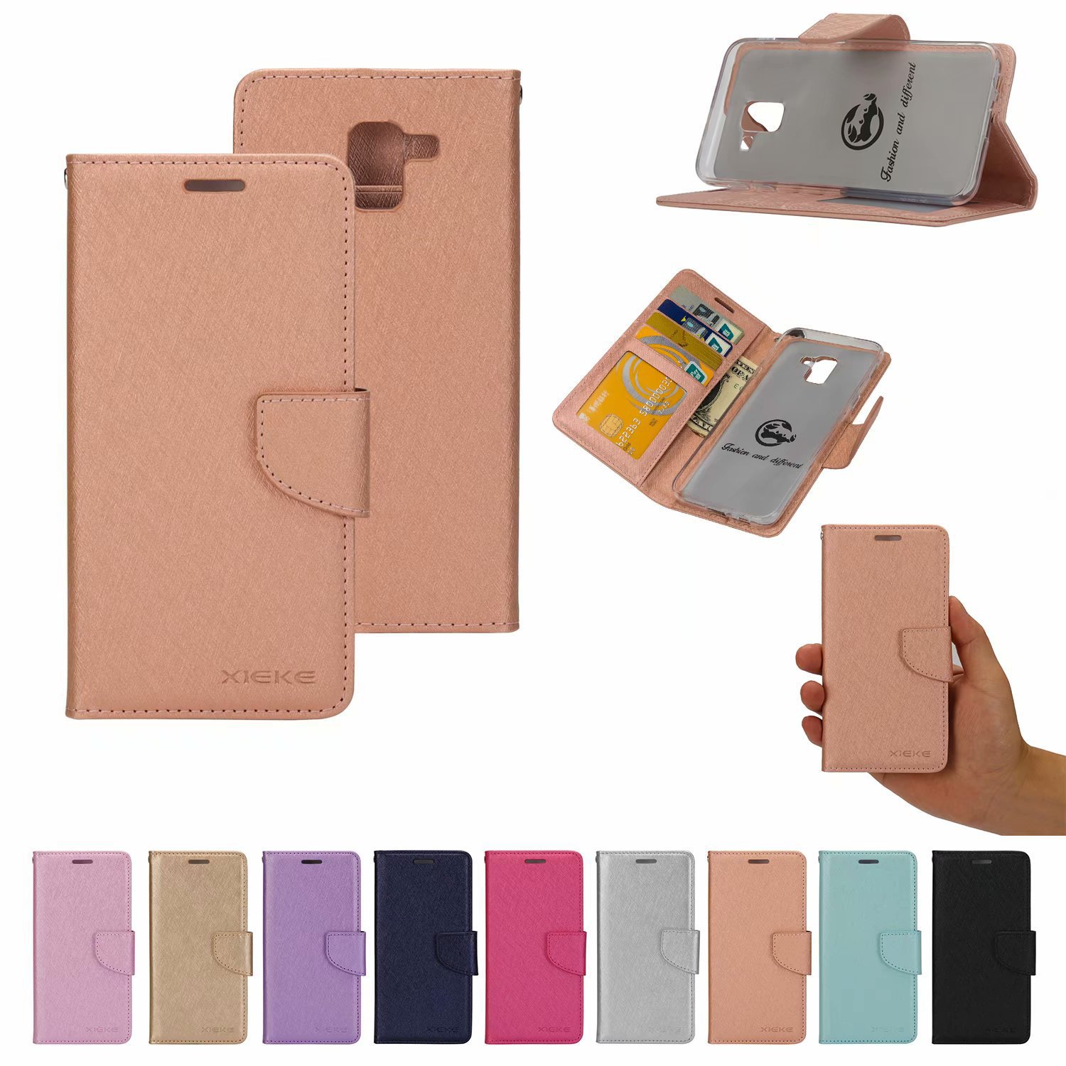 XIEKE月诗蚕丝纹适用于三星A6S/SM-G6200翻盖手机皮套保护套