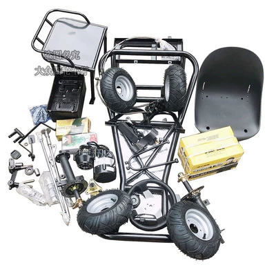 Modified Four-Wheel Motorcycle Drift Kart Complete Vehicle Frame Accessories Electric Road Tire Assembly 5inch (Motorcycle frame) - black-6-inch-road-bike