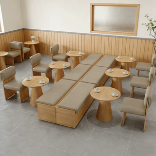 靠墙卡座沙发桌椅组合 奶茶咖啡店小吃饮品店洽谈区卡座沙发定制