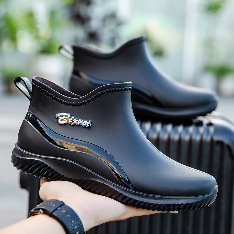2026 Cross-Border Short-Tube Fashionable Rain Boots for Men, Kitchen Non-Slip Shoes, Low-Top Outdoor Car Wash Waterproof Shoes, Lightweight Couple Style