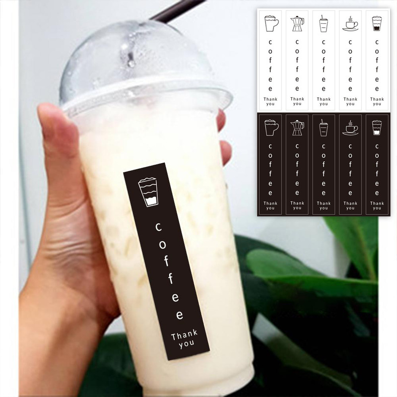 100 stickers/package simple cute Thank You stickers gift box sealing stickers decorative stickers coffee milk tea cup