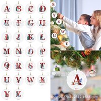 2023 xuyên biên giới Amazon mới 26 chữ cái Giáng sinh người tuyết mặt dây chuyền Giáng sinh-đồ trang trí ô tô acrylic