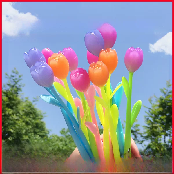 Tulip pen color changing Flower Gel Pen black water pen creative flower color changing under the sun stationery wholesale