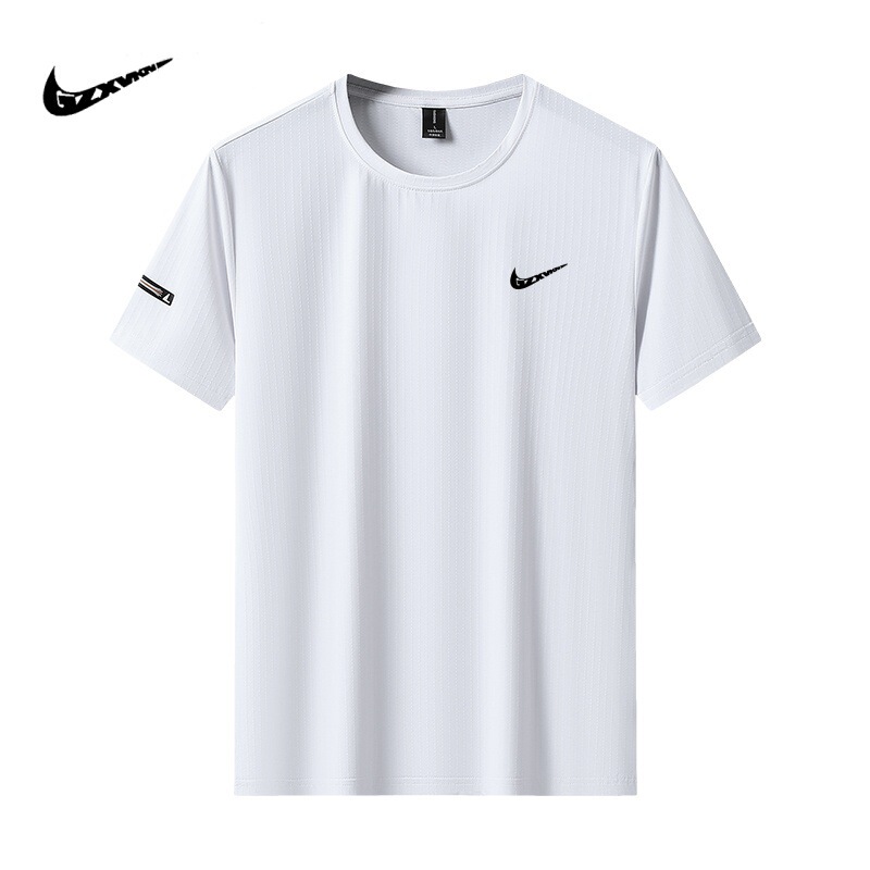 Summer New Ice Silk Short-sleeved T-shirt Men's Thin Round Neck Loose Sports Casual Quick-drying Half-sleeved Men's T-shirt