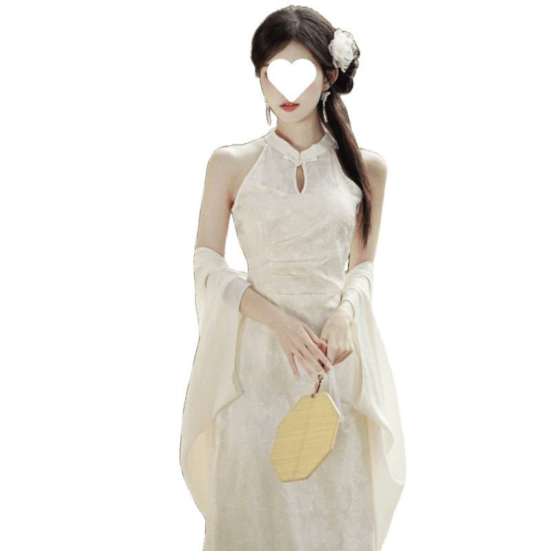女装夏季新品新中式清冷感复古国风气质改良旗袍无袖连衣裙长裙子|undefined