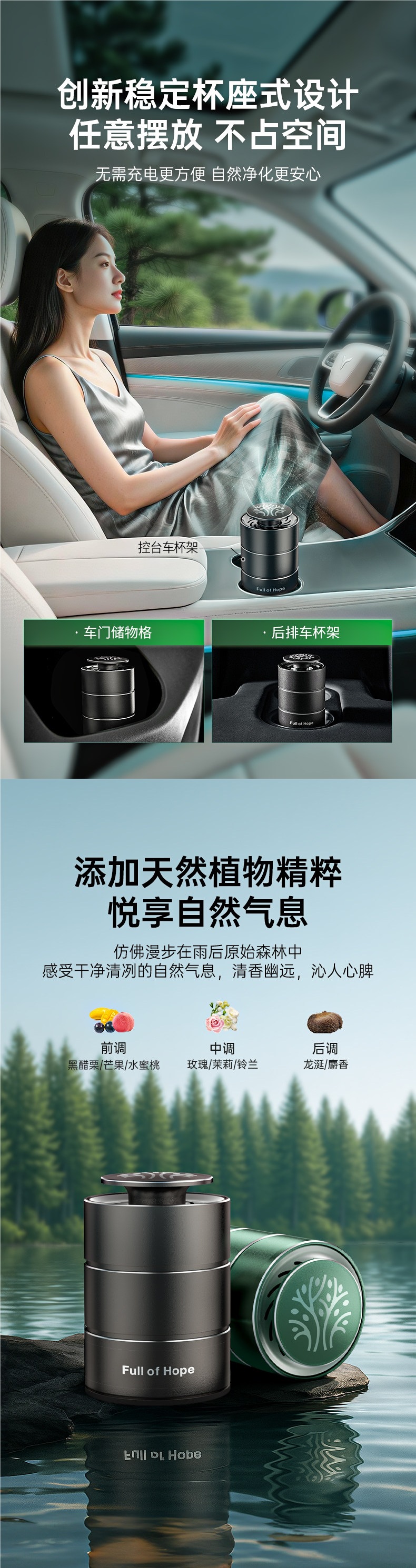 Hope Tree New Car Formaldehyde Remover, Odor Eliminator, Car-Specific Air Purifier and Aromatherapy Device