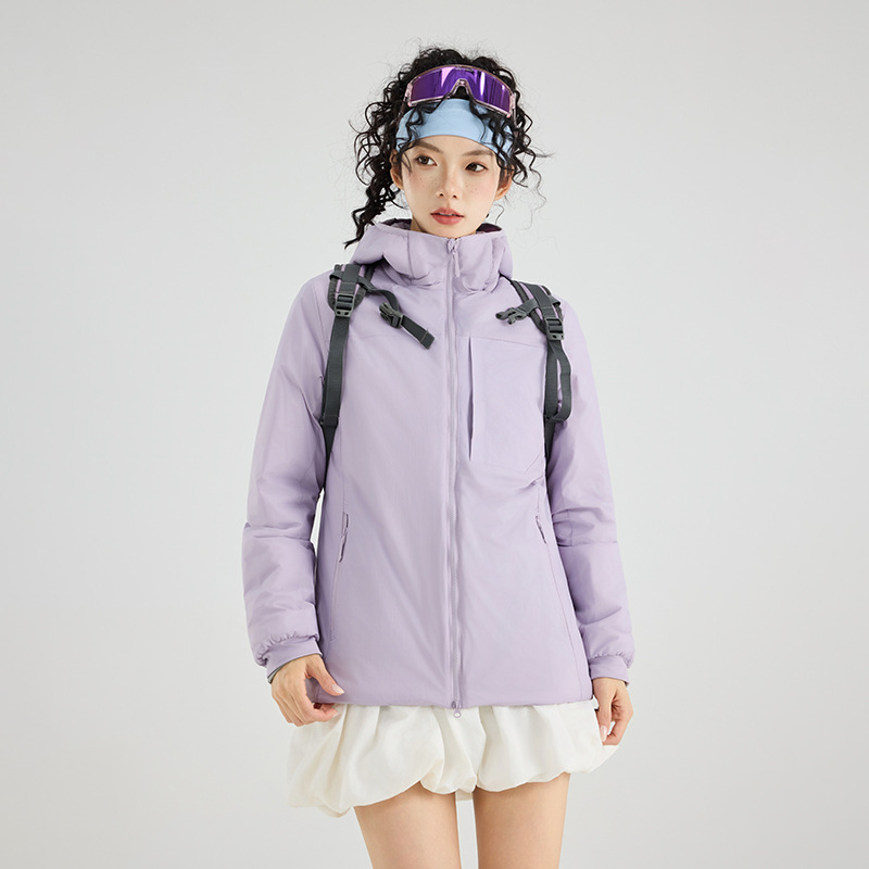 Lightweight cotton jacket, new autumn/winter style, outdoor couple's design, windproof, waterproof, hooded, suitable for hiking and casual wear, provides warmth
