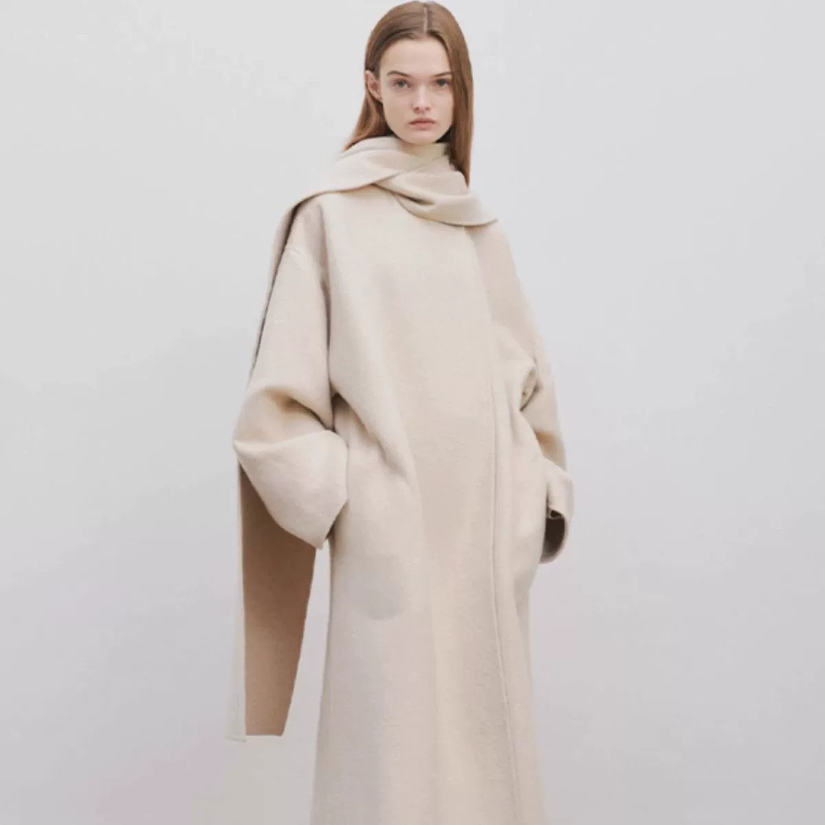 Новинка осени-зимы 2024 года: ручной работы шарф из шерстяной смеси, двуслойная кашемировая куртка