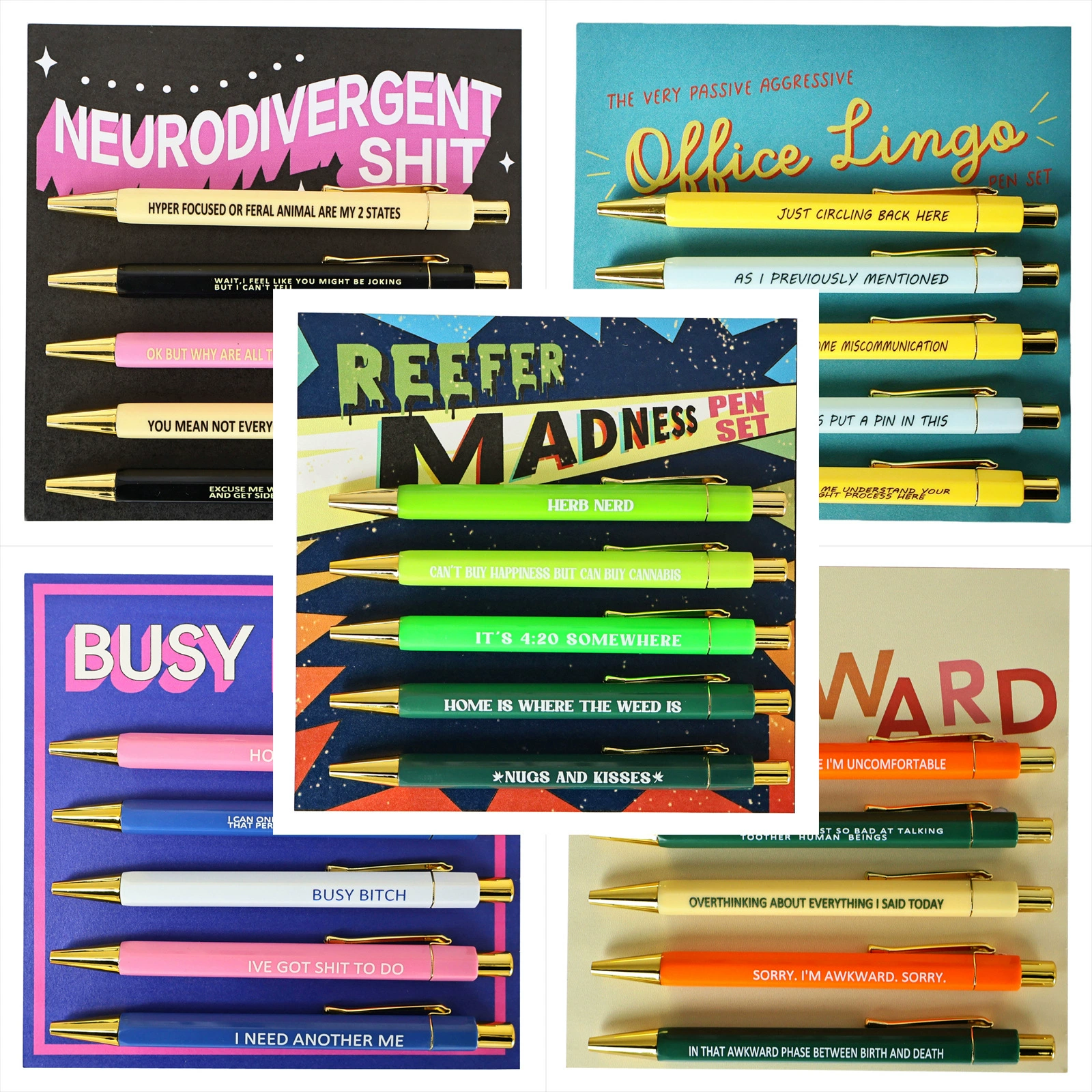 Card holder, set for office, ballpoint pen, 5 pieces