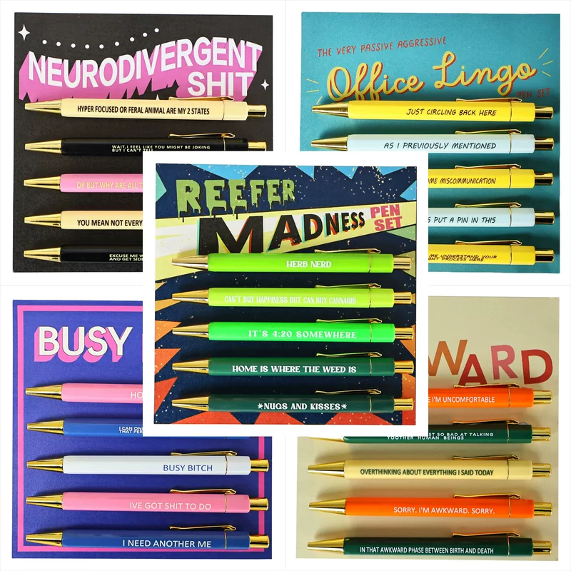 Card holder, set for office, ballpoint pen, 5 pieces