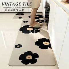 Diatom mud household kitchen water-absorbent non-slip wear-resistant floor mat rectangular foot pad plant flower soft mat on behalf of