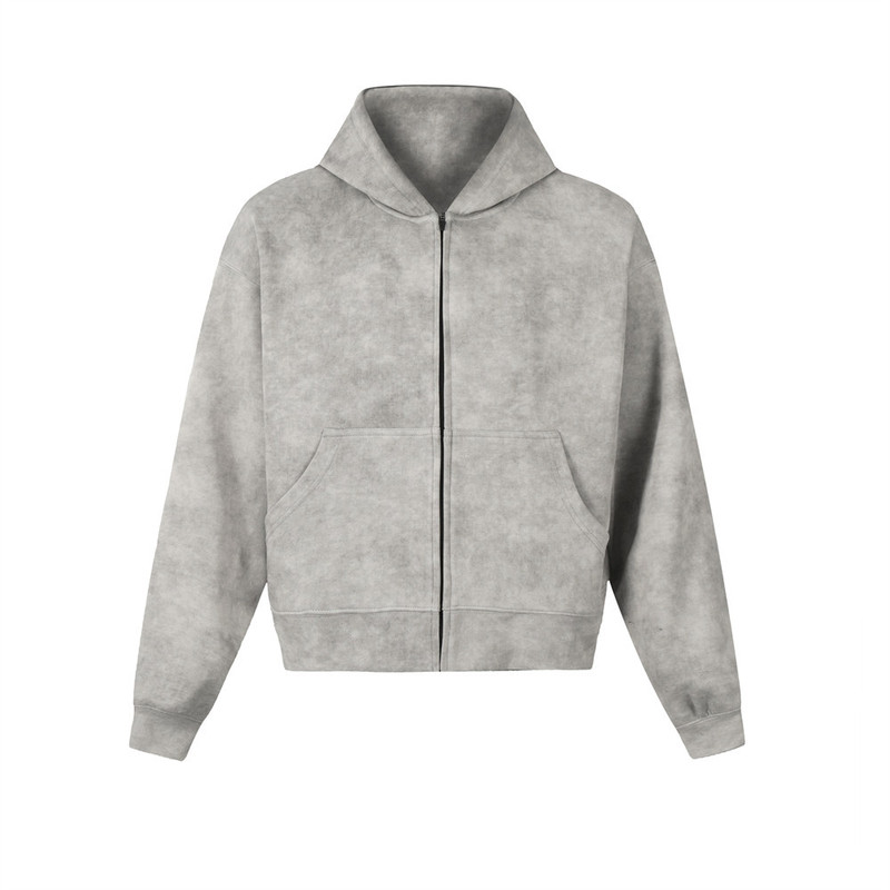 Tie-Dye Snowflake Distressed Cardigan Hooded Sweatshirt Men's Spring & Fall Versatile Loose Casual Trendy Brand Street Zipper Jacket