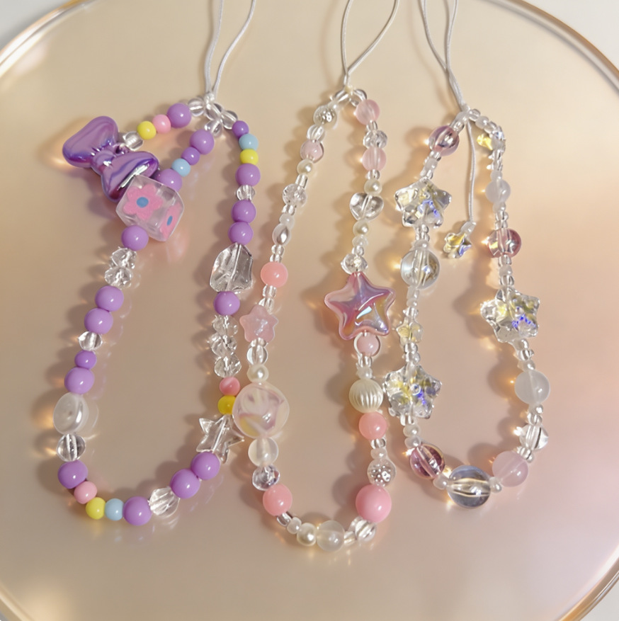 Torta Little Sweetheart Original Design Spring Cherry Blossom Pink Clear Mobile Phone Lanyard Mobile Phone Chain Ccd Camera Chain for Women