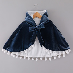 Foreign Trade ins European and American Princess Aisha Girl Princess Dress with Fur Ball Short Stylish Cloak Factory Spot Batch