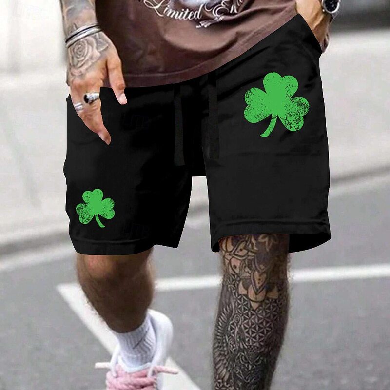 Cross-Border St. Patrick's Irish Beach Pants Beach Vacation Men's Shorts Clover Print Sports Shorts