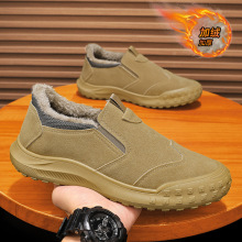 东北雪地靴男鞋冬季皮毛一体加绒加厚棉鞋懒人一脚蹬防滑休闲潮鞋