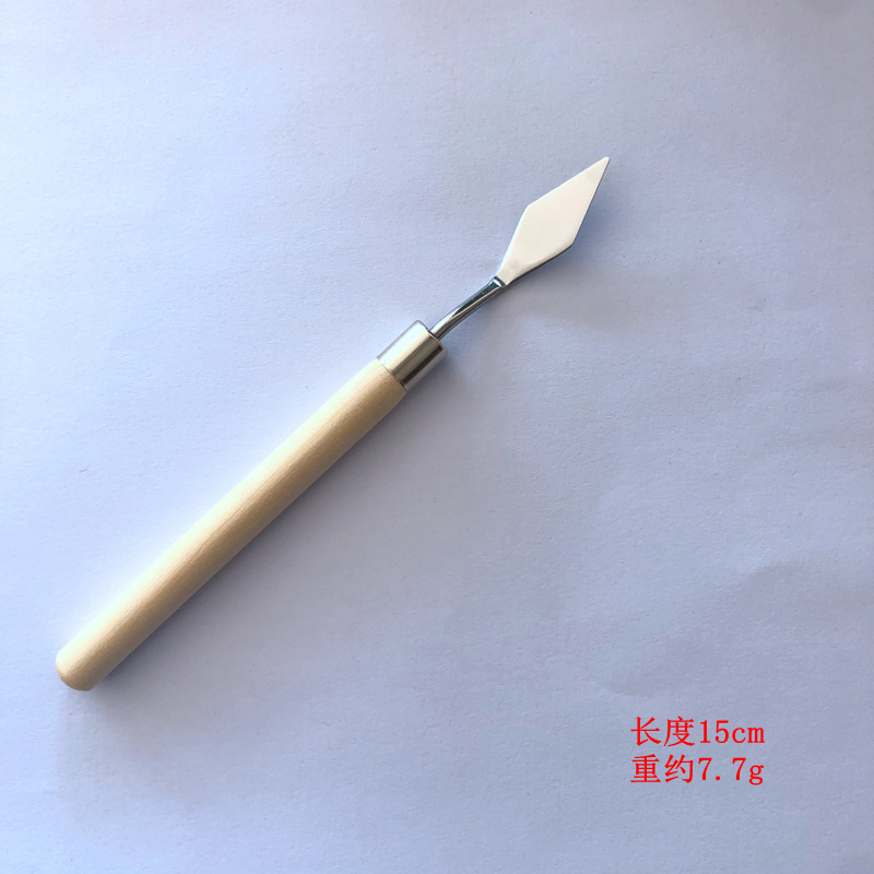 Cuchillo de pintura al óleo especial de arte, polvo de agua, pigmento de acrílico, cuchillo de selección de cuchillo de madera de acero inoxidable, cuchillo de toner de punta plana
