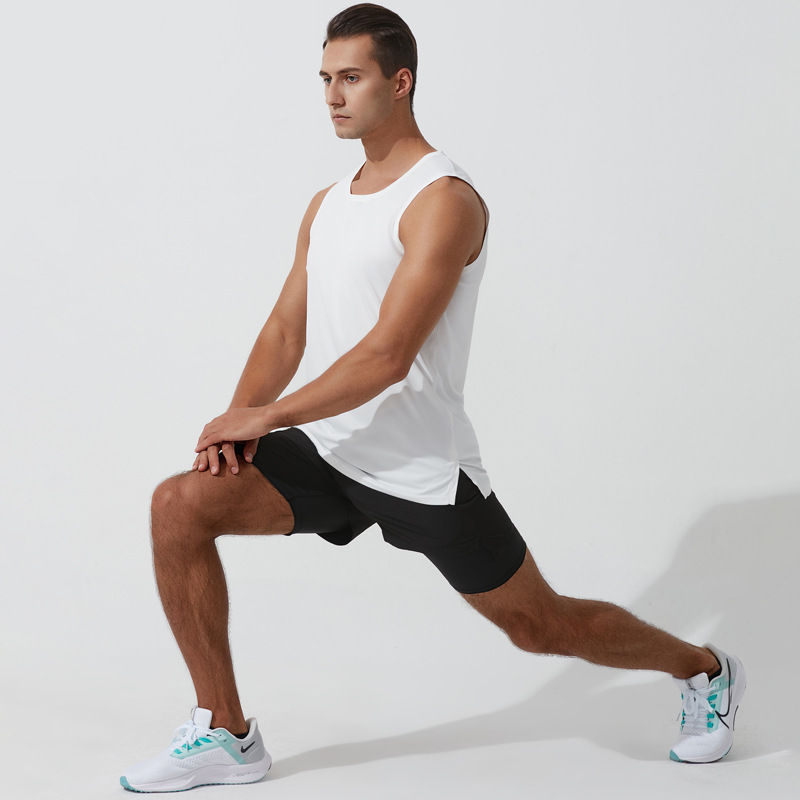 Summer sleeveless fitness stretch vest men's slim quick-drying running sports breathable basketball comprehensive training vest top